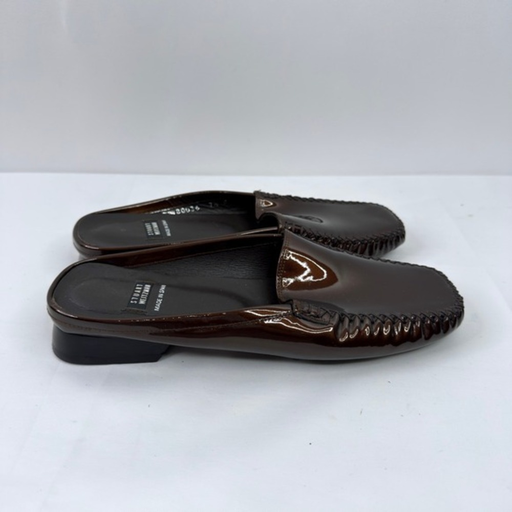 Stuart Weitzman Patent Leather Mules‎ Women 7.5 Turtle Brown - Picture 5 of 15